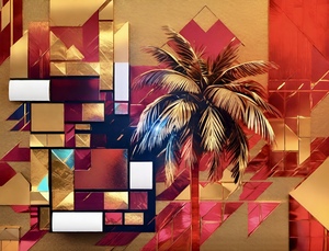 Miami Style Contemporary Palm Tree Abstract