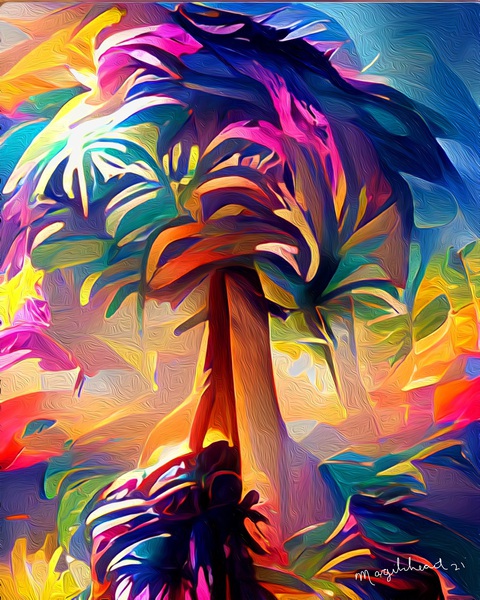 Naples Paradise Rainbow Palm Tree Print