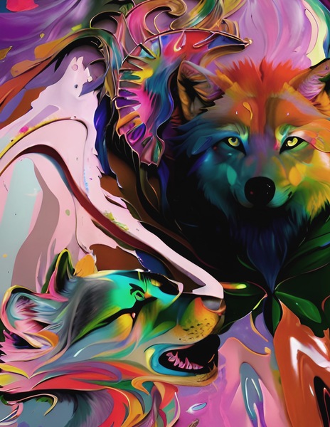 Wolves Abstract Print