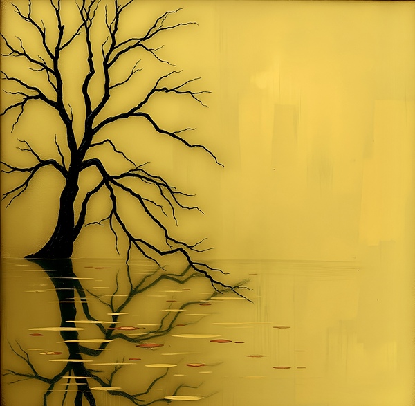 Golden Tree Limb Reflections At Dusk 4638 Print