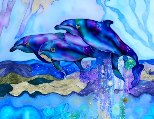 Magical Dancing Dolphins Print