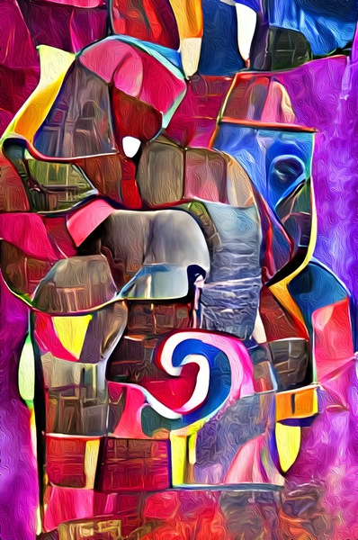 The Chakra Cubism Spiritual Elephant  Print