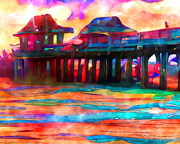 Naples Pier Watercolor Photography Art Print