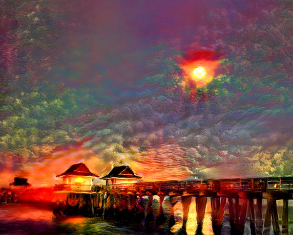 Naples Pier Lunar Burn Print
