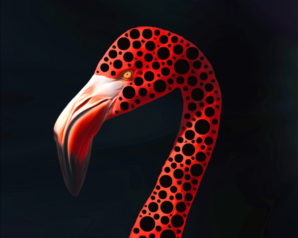 Black Spotted Flamingo  Print