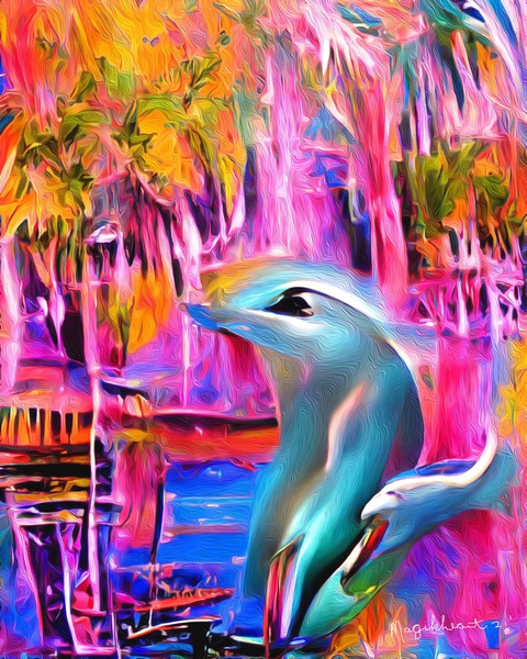 Naples Dolphin Peering  Print