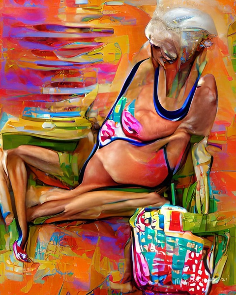 Older Neapolitan Beach Gal Print