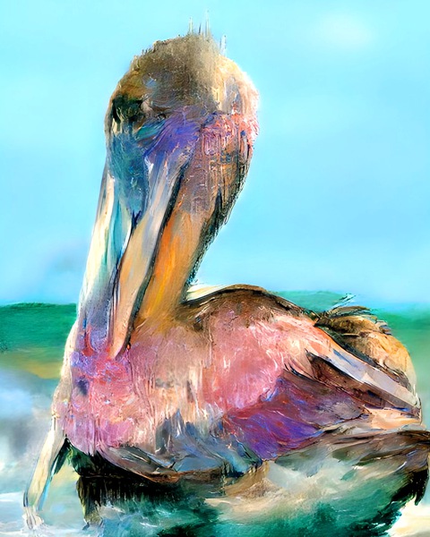 Dockside Pastel Pelican  Print