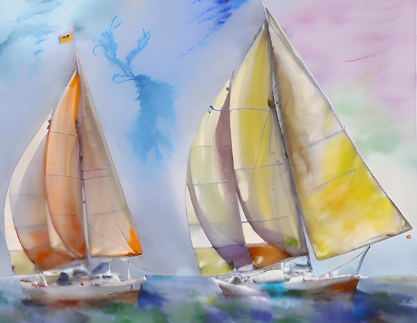 Sailing Watercolors Print