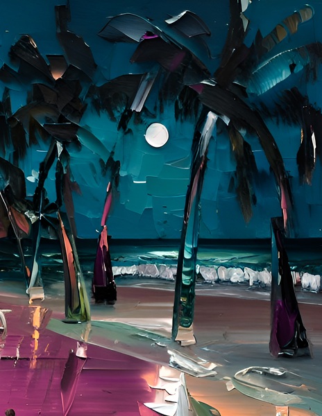 Moonlit Naples Beach Print