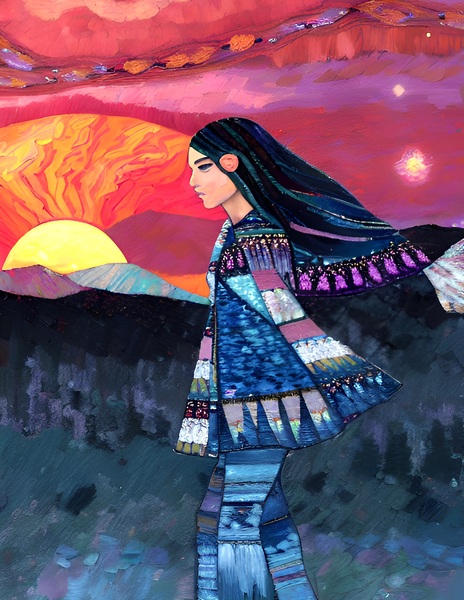 Native American Sunset Woman Print