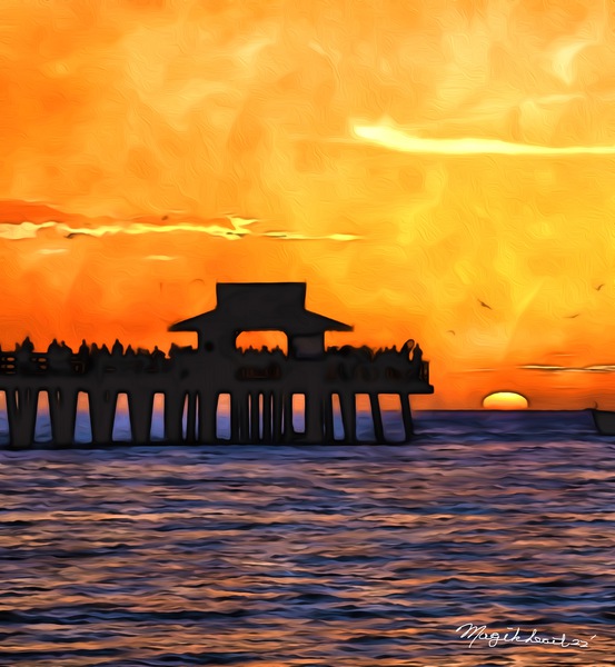 Naples Pier Sunset Silouette SOLD  Print