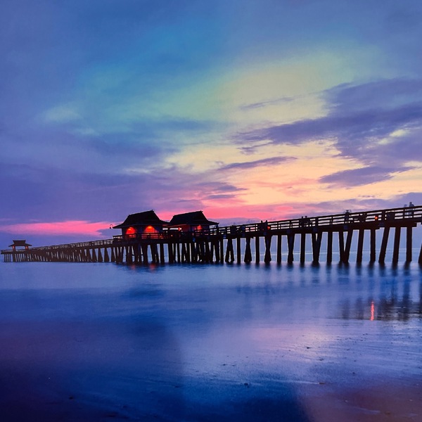 Naples Pier Pastel Night Sky Print