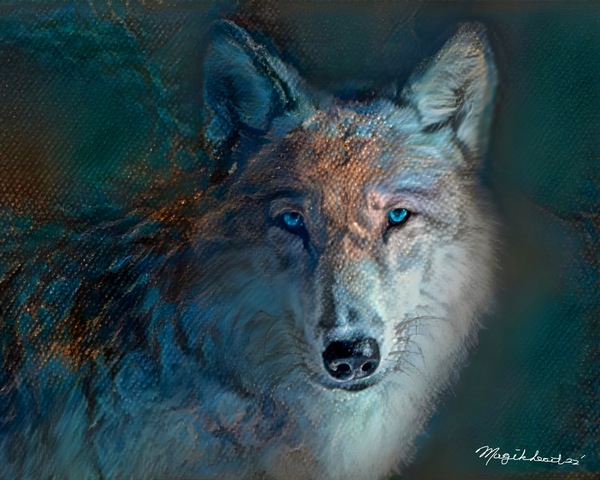 Old Blue Eyes Wolf Print