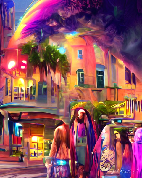 5th Avenue Evening Shoppers Print