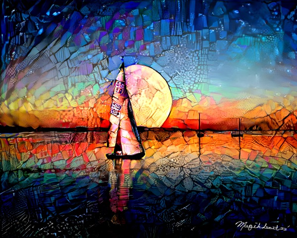 Lunar Sailboat Sailing Print