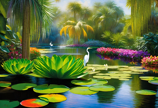 Naples Botanical Gardens Lotus Pond Print