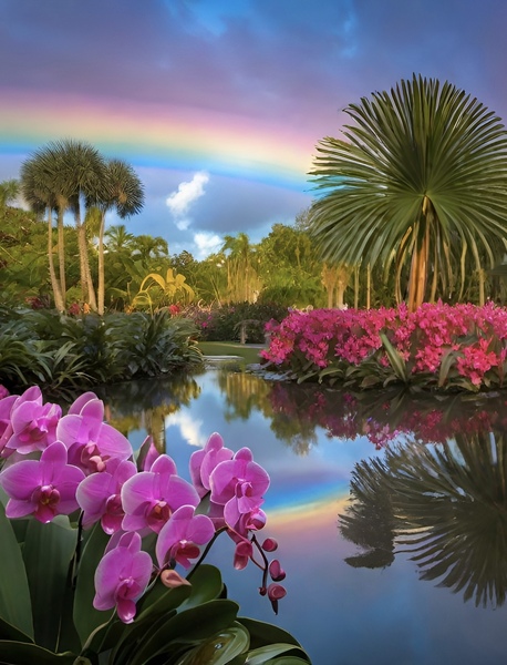 Naples Botanical Gardens Rainbow Sky Print