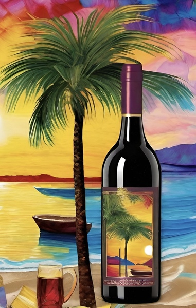 Wine Bottle On Naples Beach Print