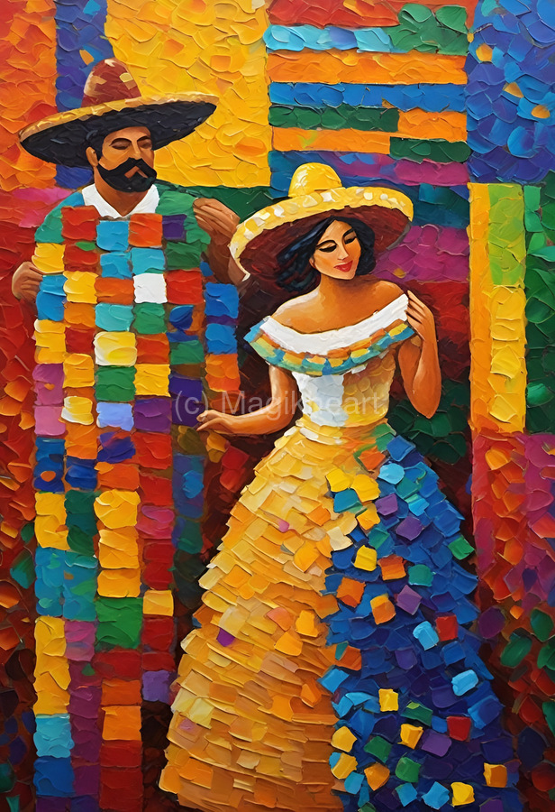 Beautiful Mexican Couple by Magikheart Wall Art