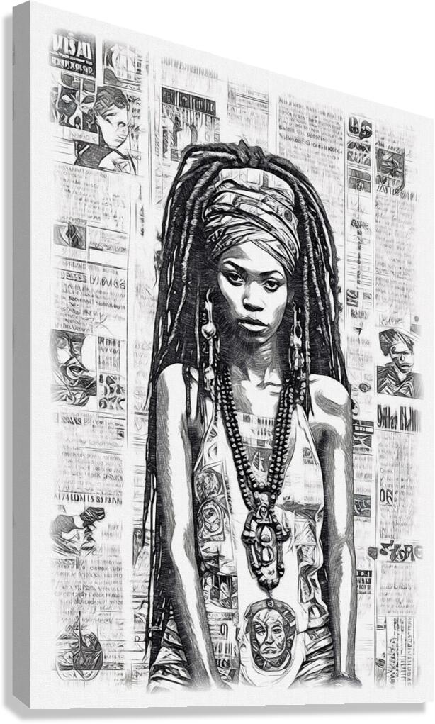African Goddess Pencil Sketch 2024 06 26 13 47 06 Canvas Print