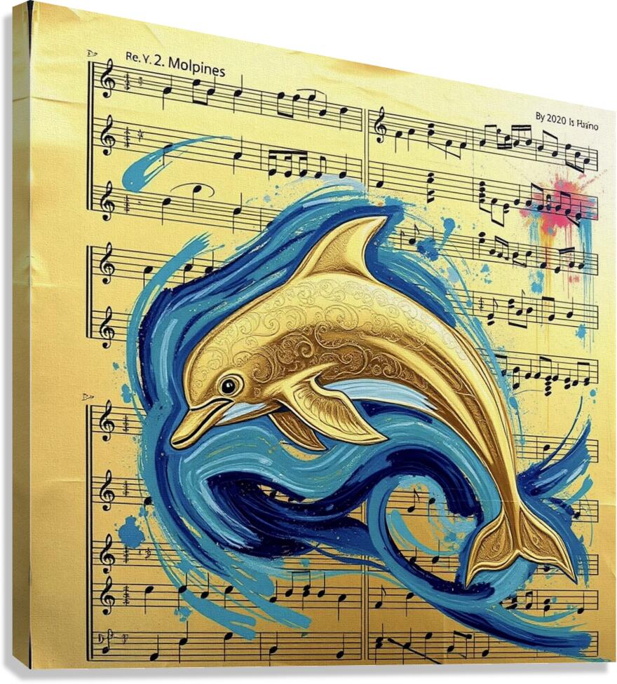 Gold Dolphin 3  2024 08 29 15 40 58  Canvas Print