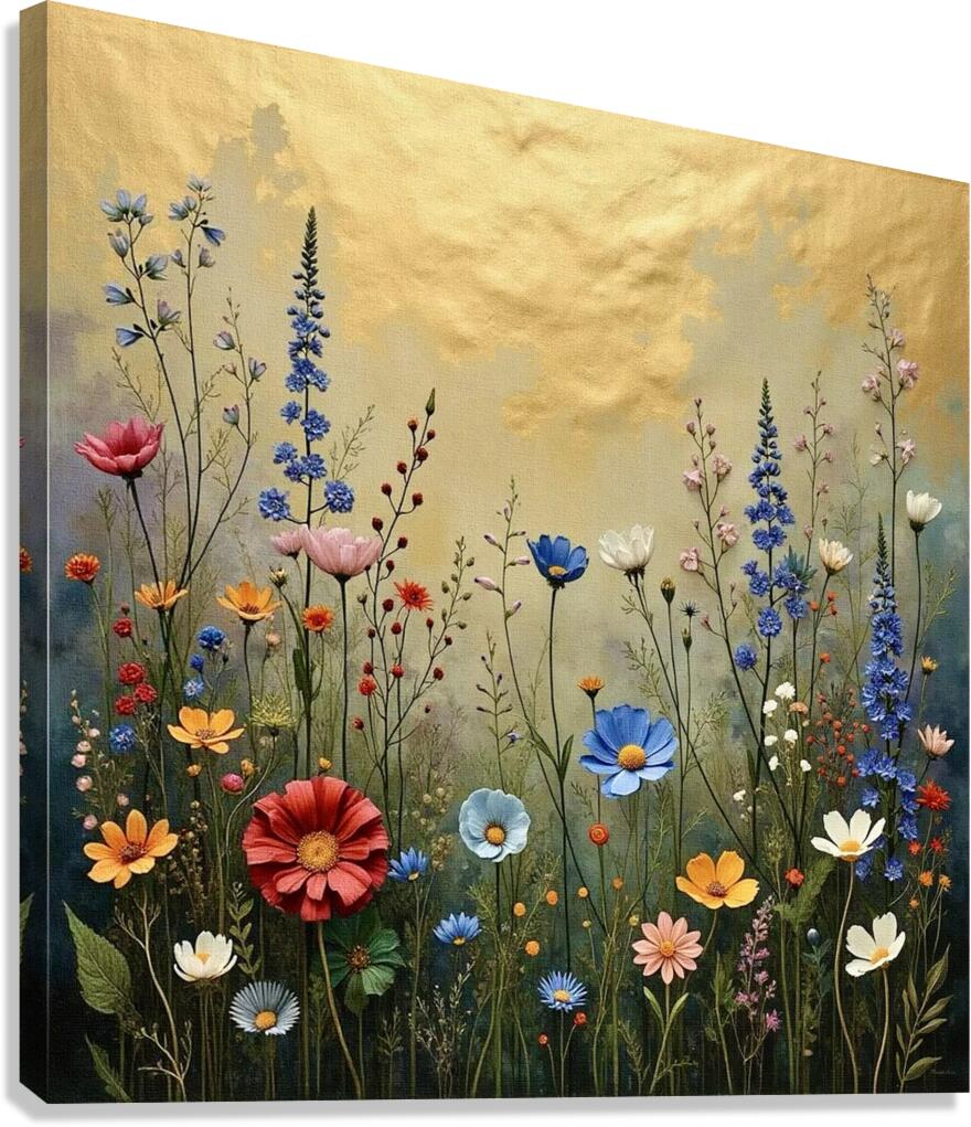 Wildflower Glory On Gold 2024 09 02 13 17 55 Canvas Print