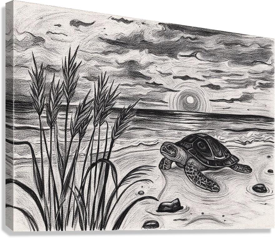 Sea Grass with Turtle at Sunset Oct 23 2025 at 1 25 12 PM Canvas Print