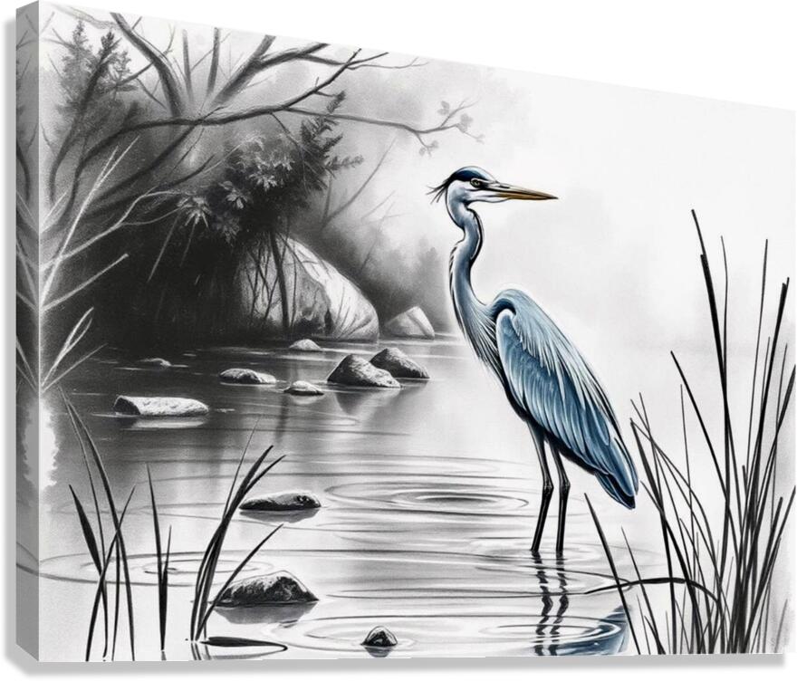 Gorgeous Blue Heron Oct 24 2025 at 9 34 18 AM Canvas Print