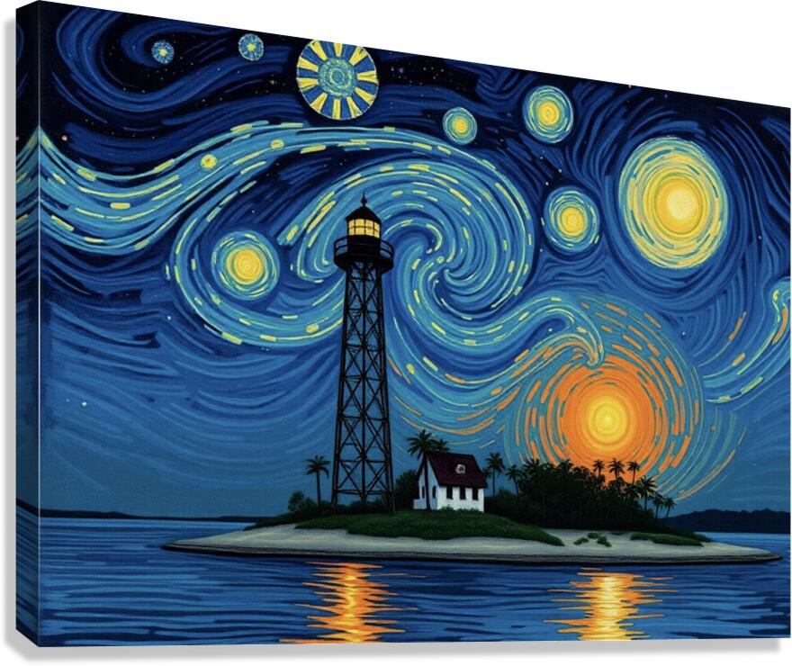 Sanibel Lighthouse Starry Night Oct 29 2025 at 2 22 14 PM Canvas Print