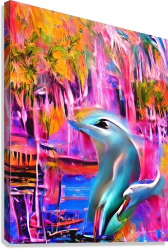 Naples Dolphin Peering  Canvas Print