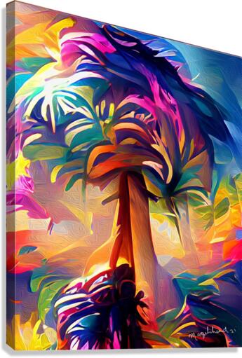 Naples Paradise Rainbow Palm Tree Canvas Print