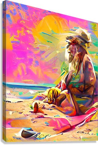 Naples  Retired Man On Beach Canvas Print