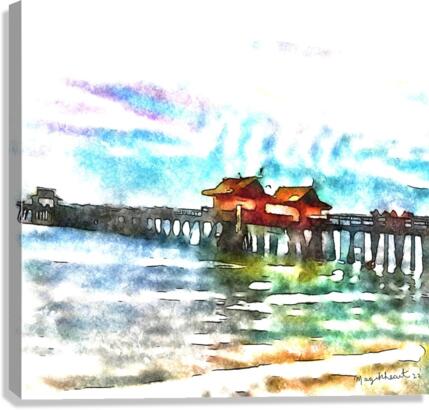 Naples Pier Watercolor View Canvas Print