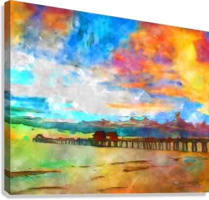 Naples Pier Soft Watercolor Style Canvas Print