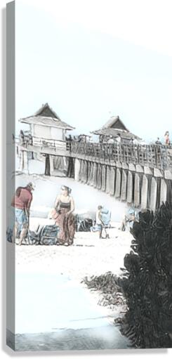 Naples Pier Black White Vision Canvas Print