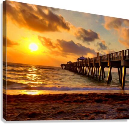 Naples Pier Sunset Clouds Canvas Print