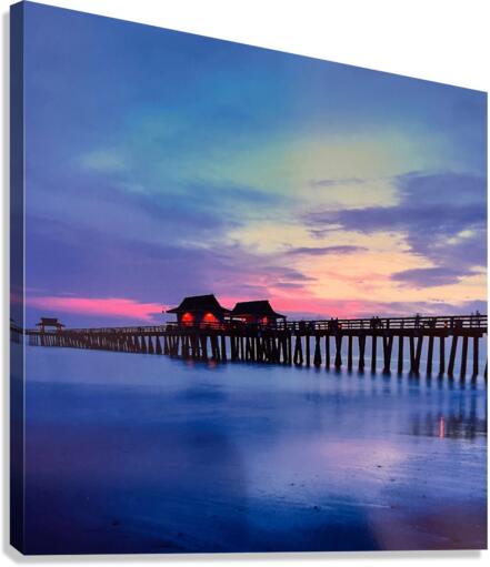 Naples Pier Pastel Night Sky Canvas Print