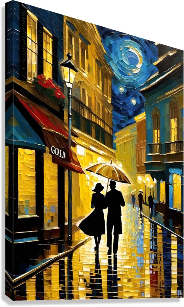 Shopping In The Rain In Downtown Naples Canvas Print