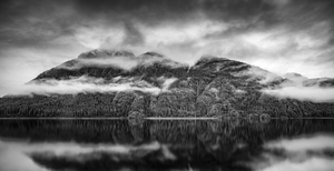Serenity in Grayscale: Mountain Mirror