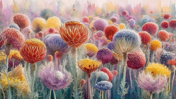 Whispers of Nature: A Serene Tapestry of Vibrant Blooms in Watercolor by Messaoud Bissar