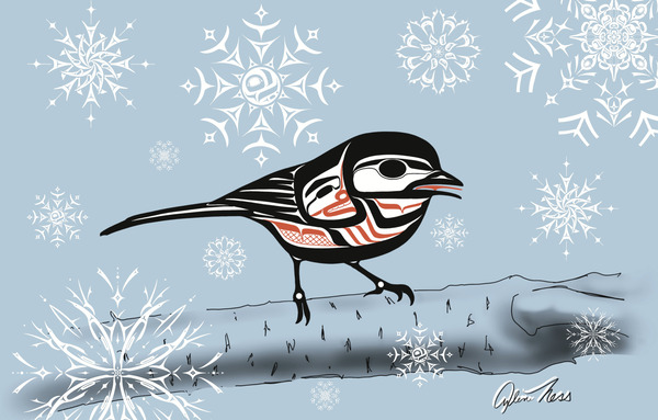 Chickadee In Winter 2 by Arlene Ness