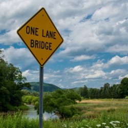 One Lane Bridge Sign