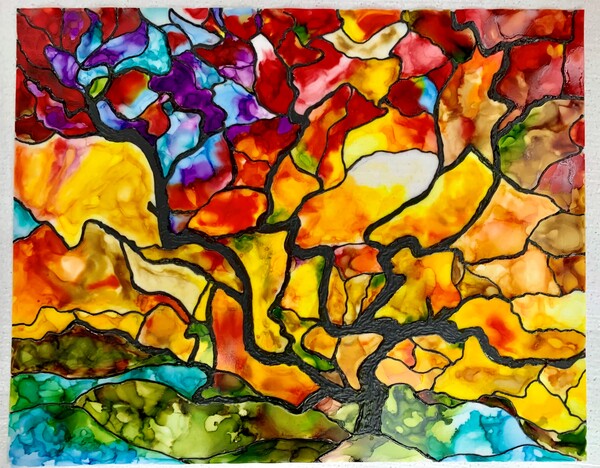 Flaming Fall Tree Print