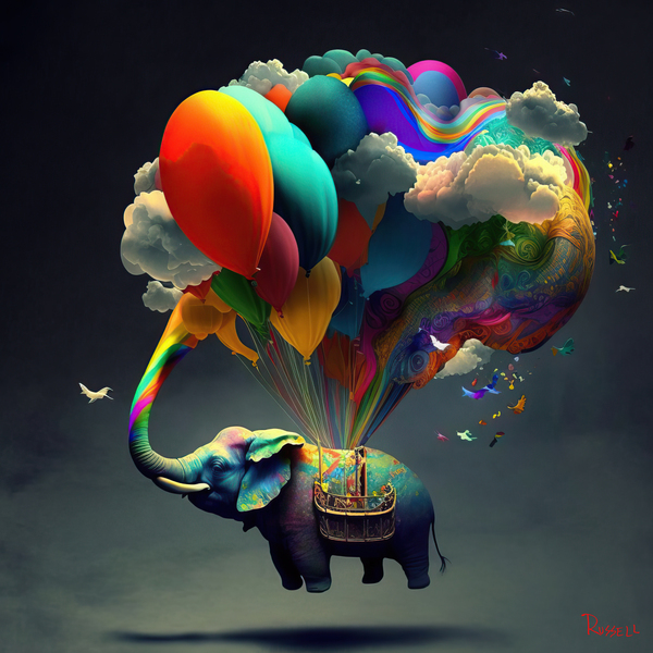 Rainbow Elephant by RUSSELL