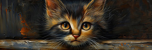 Farmhouse Kitten Oil Painting Canvas Print or Poster.