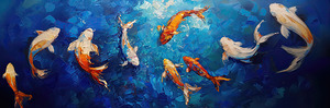  Koi Fish Pond Oil Painting Print