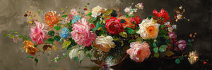  Colorful Flower Arrangement Oil Painting Print