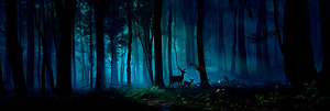  Forest Night Deer Painting Print