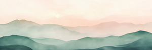 Boho Mountain Pastel Wall Art Sunrise Landscape